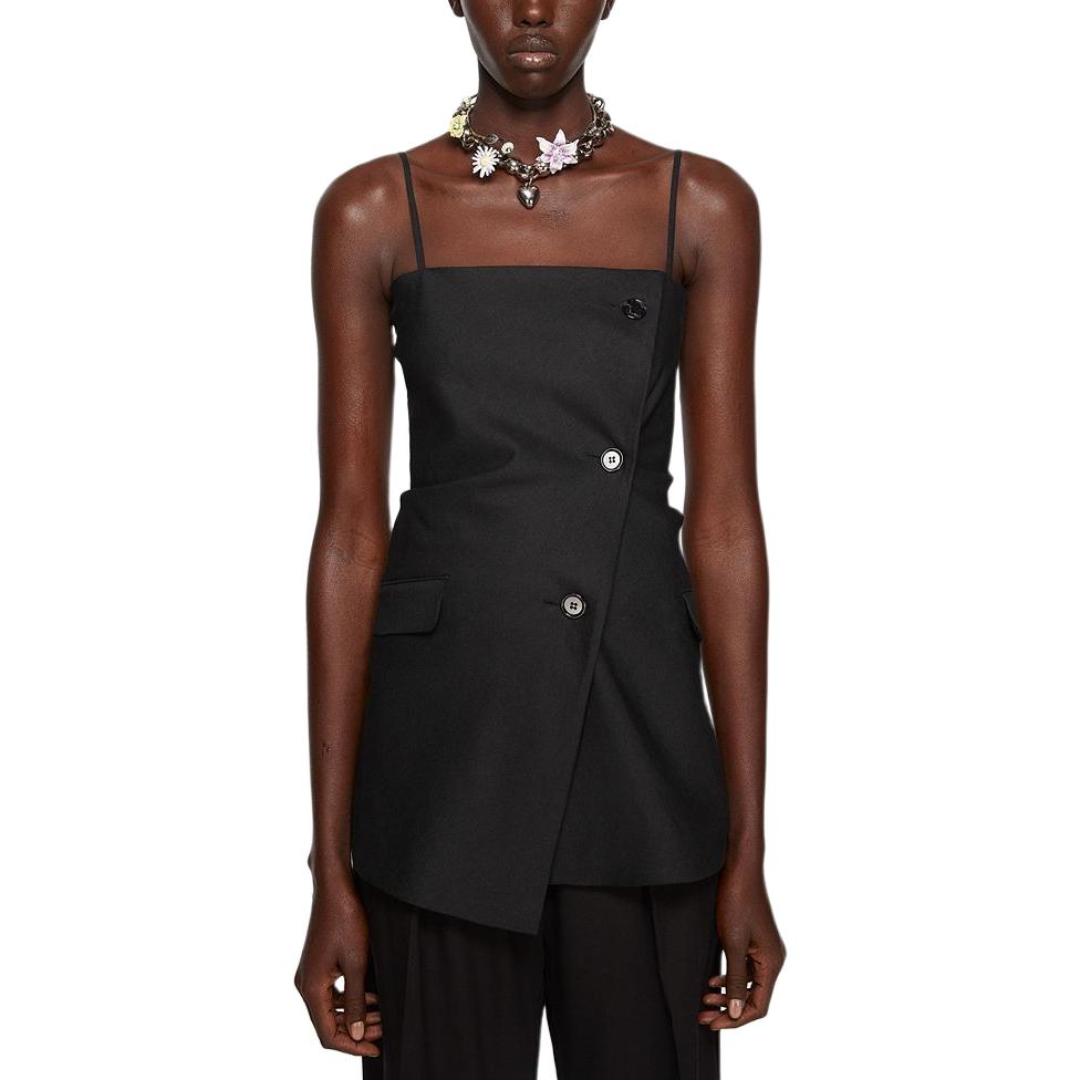 Lookbook (Women) Acne Studios SS24  Black Asymmetric Hem Sleeveless Tank Top. AC0680-900