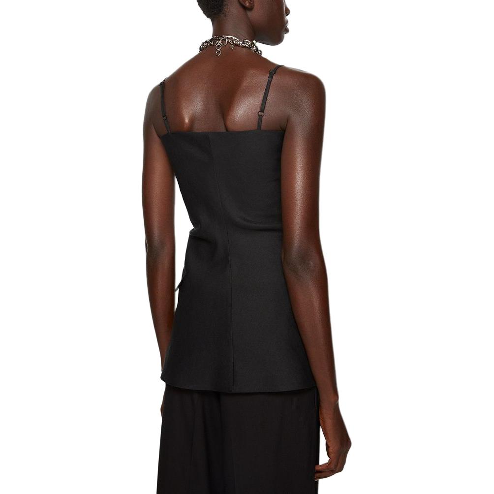 Shop (Women) Acne Studios SS24  Black Asymmetric Hem Sleeveless Tank Top. AC0680-900