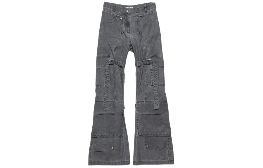 Order (W) Pantalones Cargo Negros Acne Studios SS24 Ajustables Cintura Media Corte Recto AK0771-900