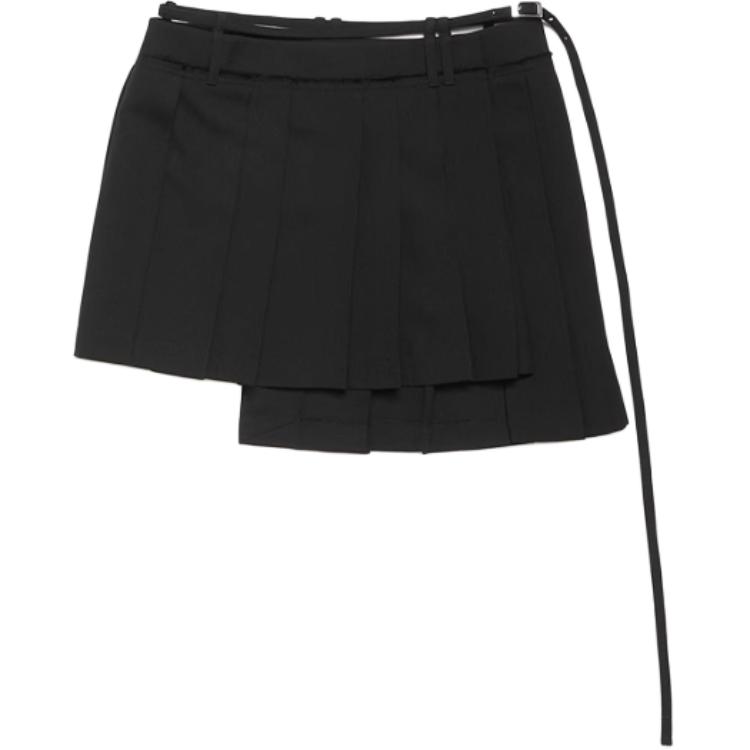 Order (W) Acne Studios SS24 黑色高腰綁帶休閒迷你裙。 AF0473-900