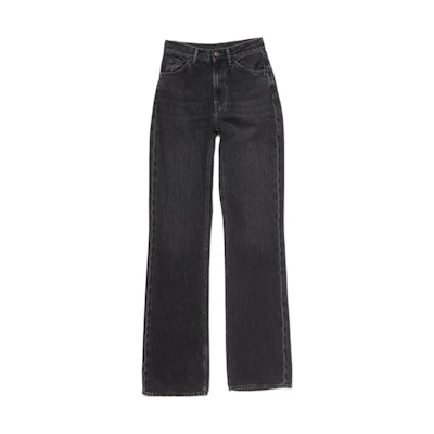 (Women) Acne Studios SS24 Black Mid-Rise Straight-Leg Jeans 1977F. A00464-900
