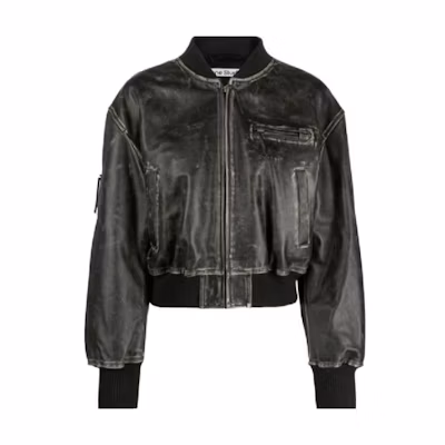 (Women) Acne Studios SS24 Black Short Zip-Up Jacket with Stand Collar. A70171-900