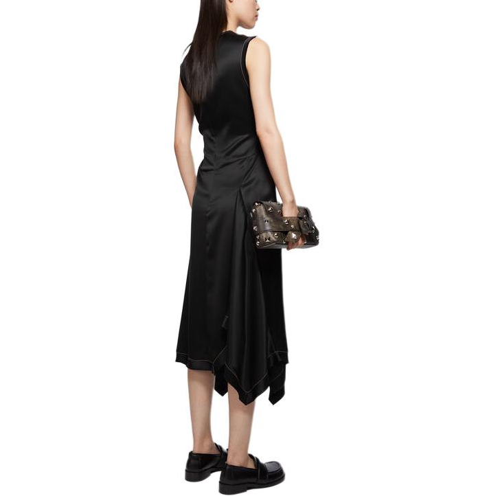 Shop (W) Acne Studios SS24 Vestido Asimétrico Negro Sin Mangas. A20757-900