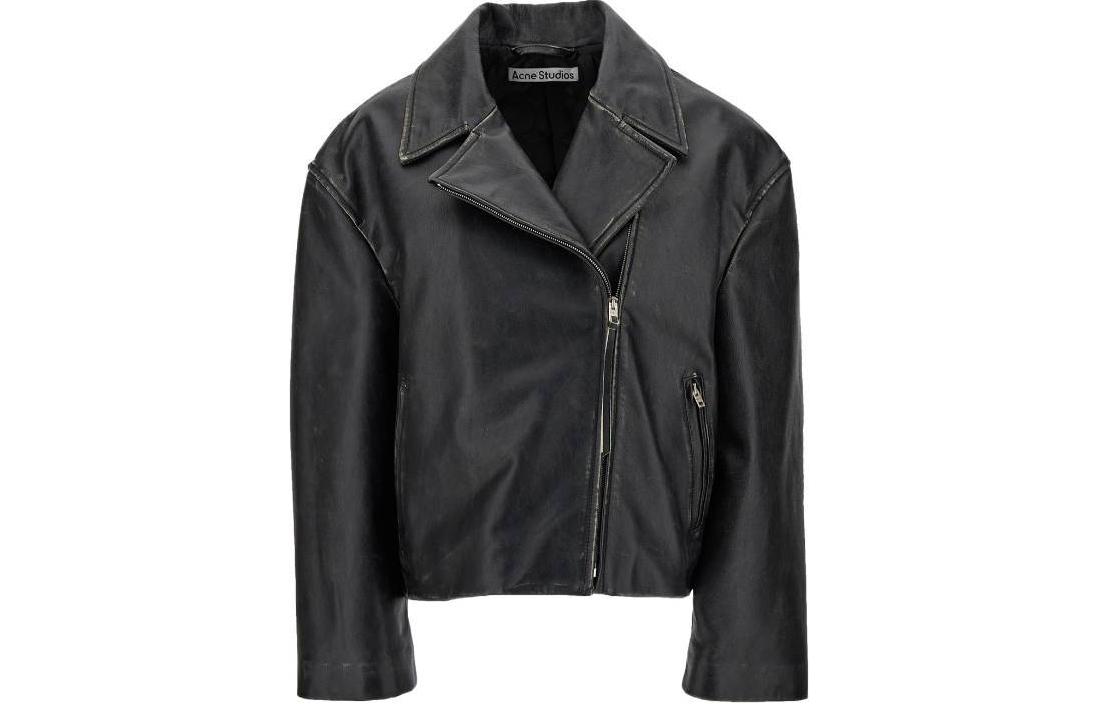 Order (W) Acne Studios SS24 Jaket Hitam Lengan Panjang Resleting. A70170900