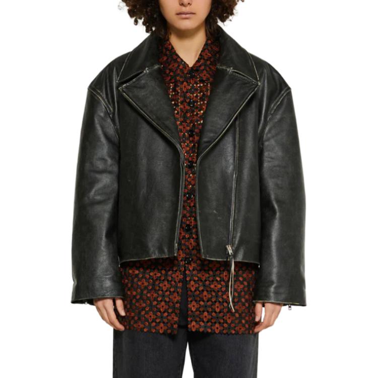 Shop (W) Acne Studios SS24 Jaket Hitam Lengan Panjang Resleting. A70170900