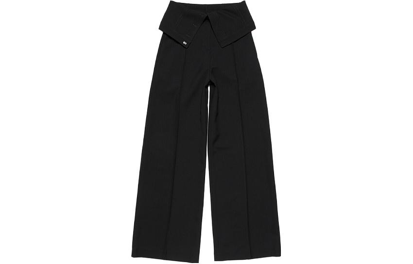 (Women) Acne Studios SS24  Black Wide-Leg Relaxed Trousers with Folded Waistband AK0799-900