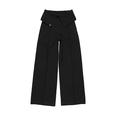 (Women) Acne Studios SS24 Black Wide-Leg Relaxed Trousers with Folded Waistband AK0799-900