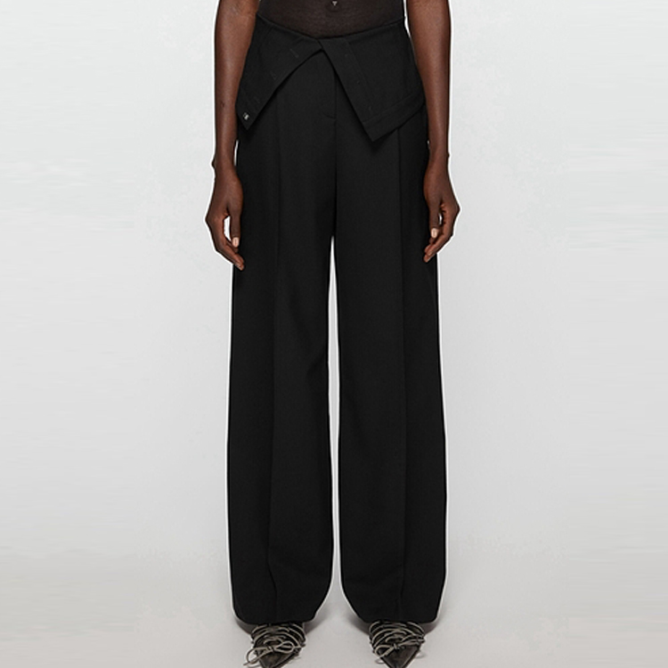 Lookbook (W) Acne Studios SS24 黑色寬鬆褲款 折疊腰頭設計 AK0799-900