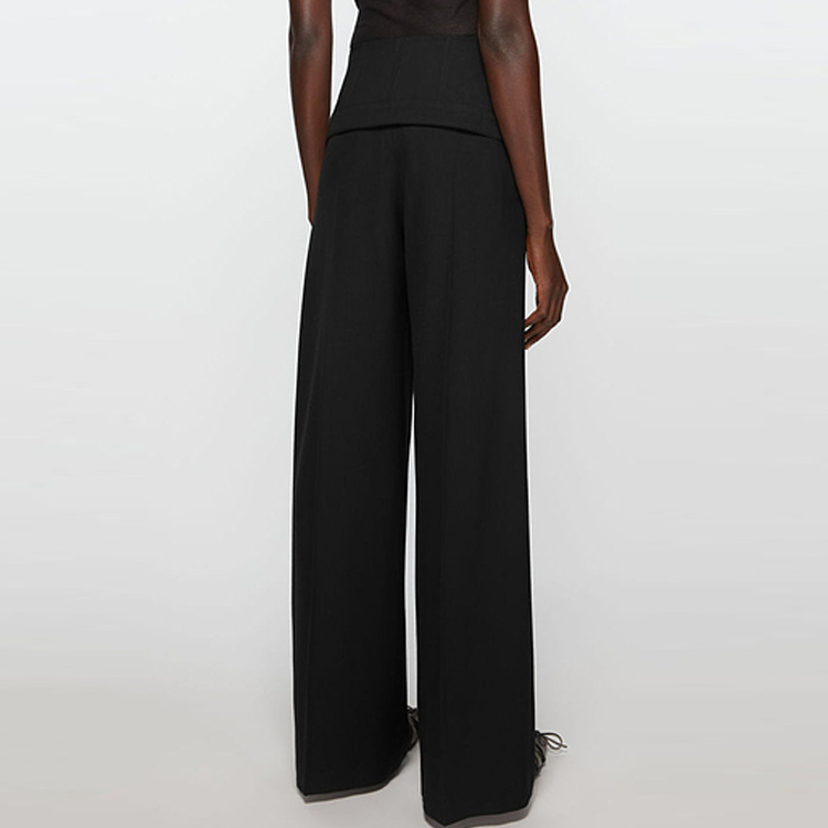 Shop (W) Acne Studios SS24 黑色寬鬆褲款 折疊腰頭設計 AK0799-900