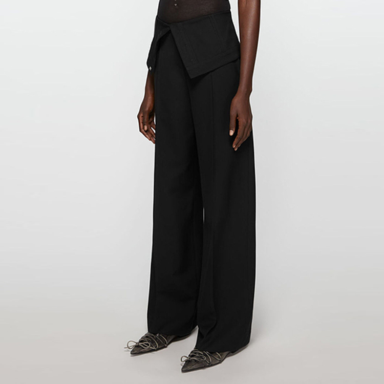 Purchase (W) Acne Studios SS24 黑色寬鬆褲款 折疊腰頭設計 AK0799-900