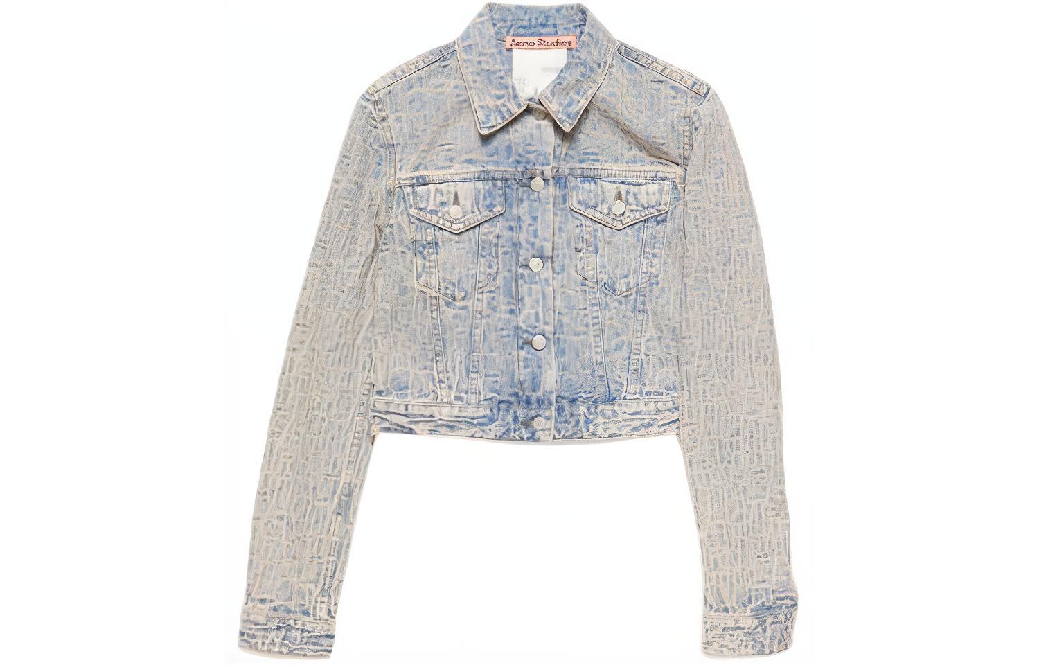 (Women) Acne Studios SS24  Blue Jacquard Slim-Fit Denim Jacket. A90583-BUF