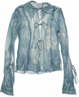 Order (W) Acne Studios SS24 蓝色印花系腰破洞长袖衬衫 AC0659-AAL