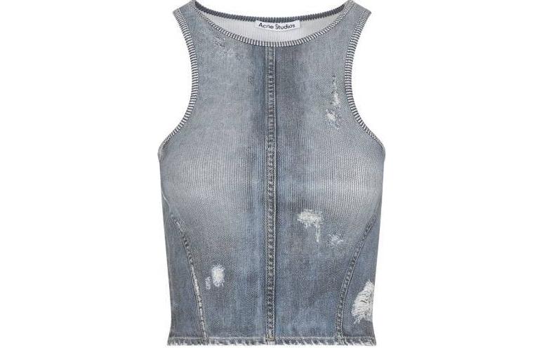(Women) Acne Studios SS24  Blue Sleeveless Denim Tank Top. AL0410-AAL