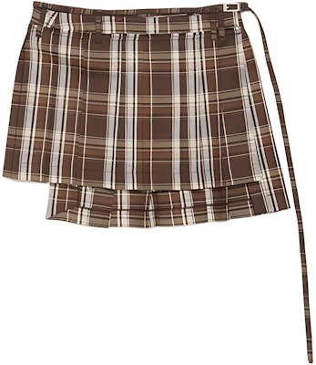 (Women) Acne Studios SS24 Brown/Beige Striped Checkered Casual Skirt. AF0462-AFQ Buy (Women) Acne Studios SS24 Brown/Beige Striped Checkered Casual Skirt. AF0462-AFQ