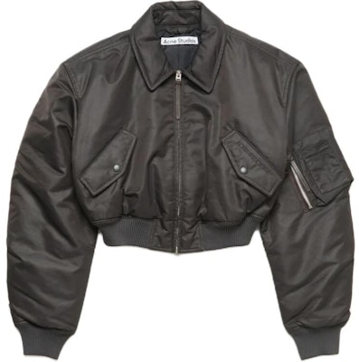 (W) Acne Studios SS24 Jaket Biker Cropped Abu-abu Arang. A90603-AA2 Buy (W) Acne Studios SS24 Jaket Biker Cropped Abu-abu Arang. A90603-AA2