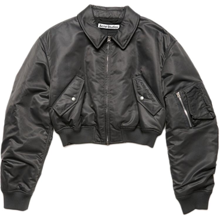 Order (W) Acne Studios SS24 Jaket Biker Cropped Abu-abu Arang. A90603-AA2