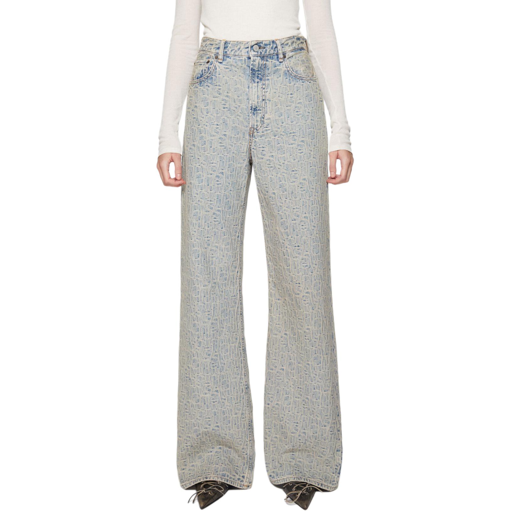 (Women) Acne Studios SS24  High-Waisted Loose Wide-Leg Zipper Jeans Blue. A00446-BUF 圖 3
