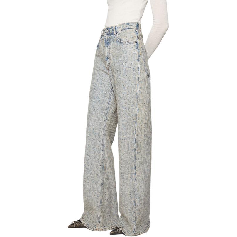 (Women) Acne Studios SS24  High-Waisted Loose Wide-Leg Zipper Jeans Blue. A00446-BUF 圖 5