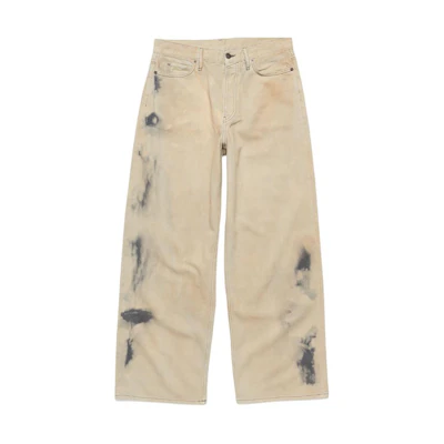 (Women) Acne Studios SS24 High-Waisted Wide-Leg Jeans Beige Black. A00444-AG0