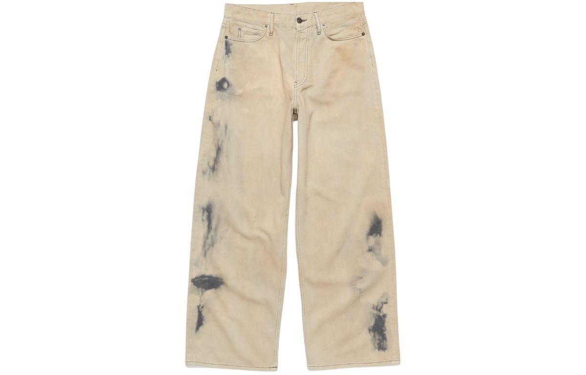(Women) Acne Studios SS24  High-Waisted Wide-Leg Jeans Beige Black. A00444-AG0 圖 2