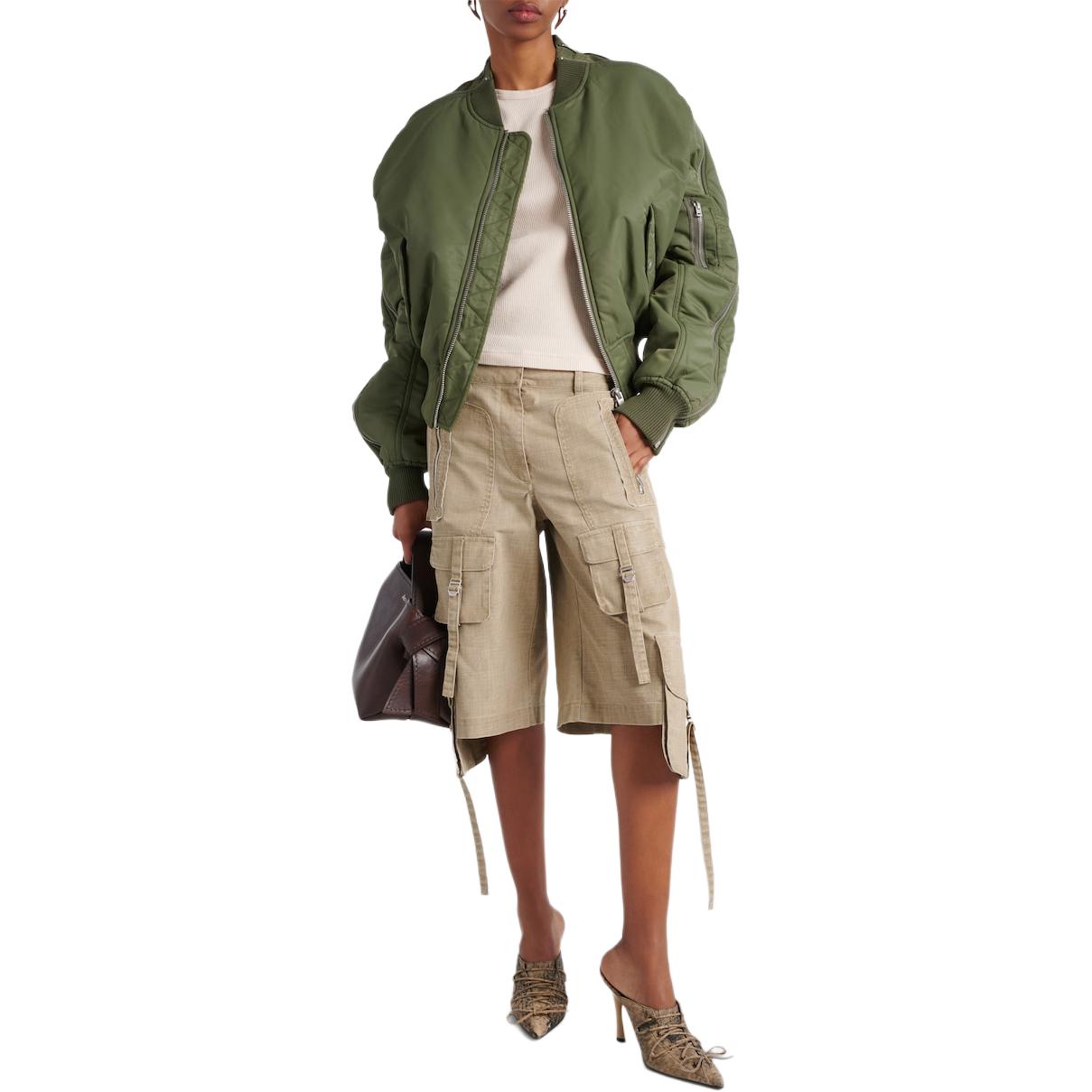 Lookbook (W) Acne Studios SS24 Celana Cargo Katun Khaki Mid-Rise Loose. FNWNSHOR000108