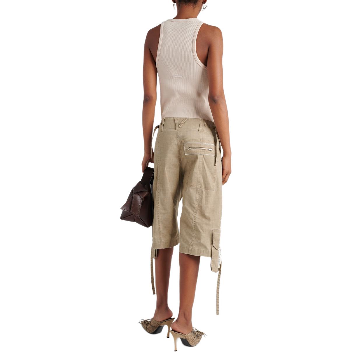 Shop (W) Acne Studios SS24 Celana Cargo Katun Khaki Mid-Rise Loose. FNWNSHOR000108