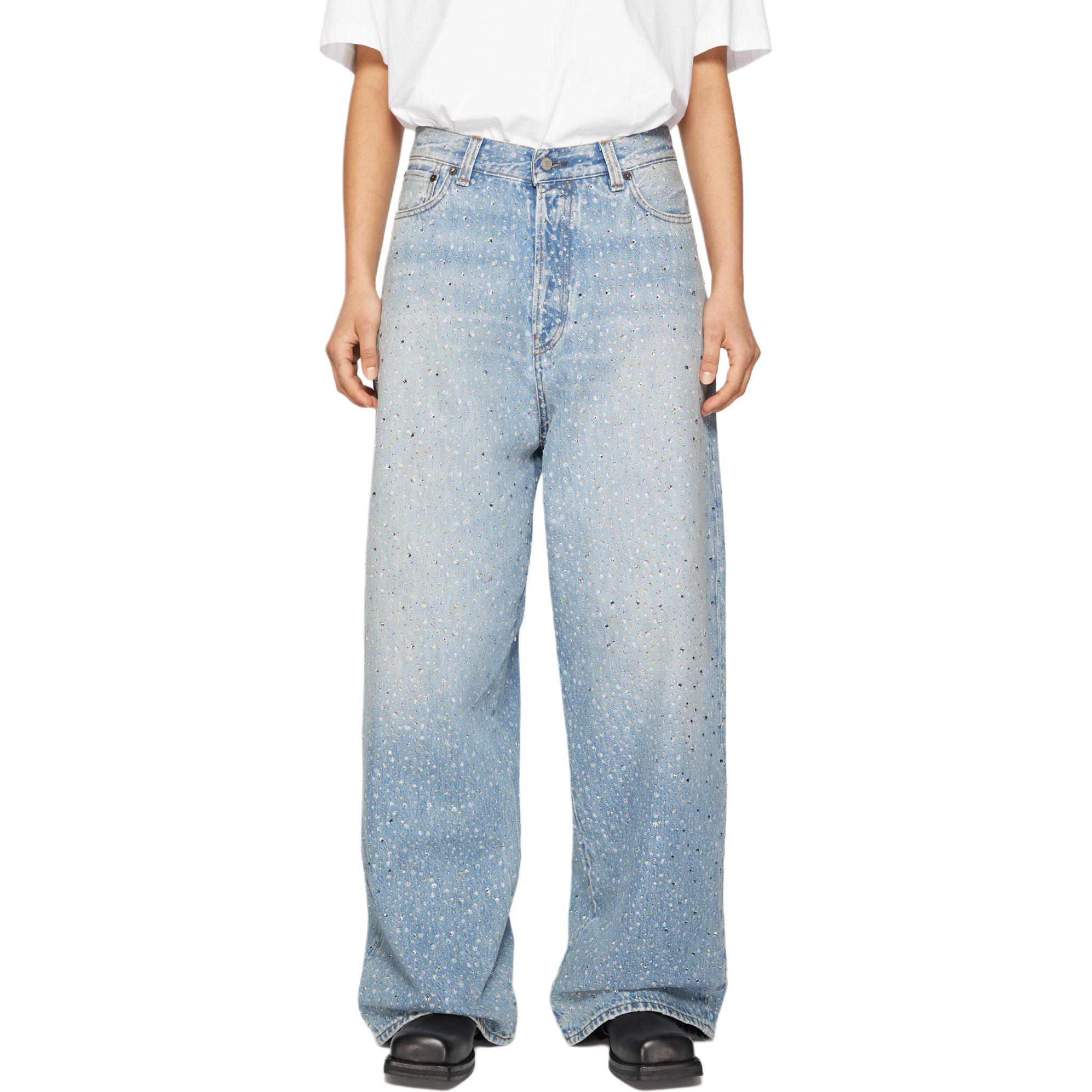 (Women) Acne Studios SS24  Light Blue Rhinestone Wide-Leg Denim Jeans. A00503-228 圖 3