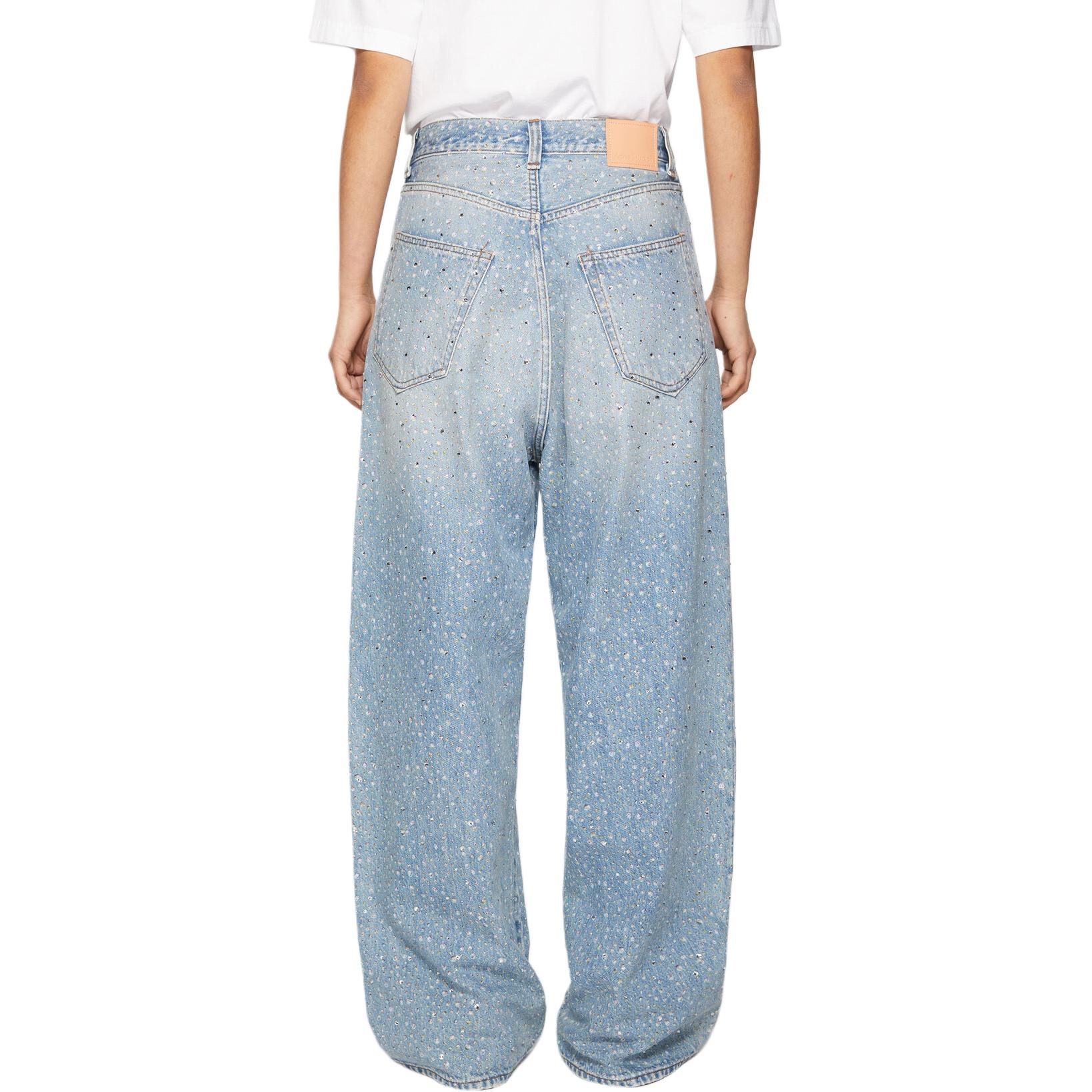 (Women) Acne Studios SS24  Light Blue Rhinestone Wide-Leg Denim Jeans. A00503-228 圖 4