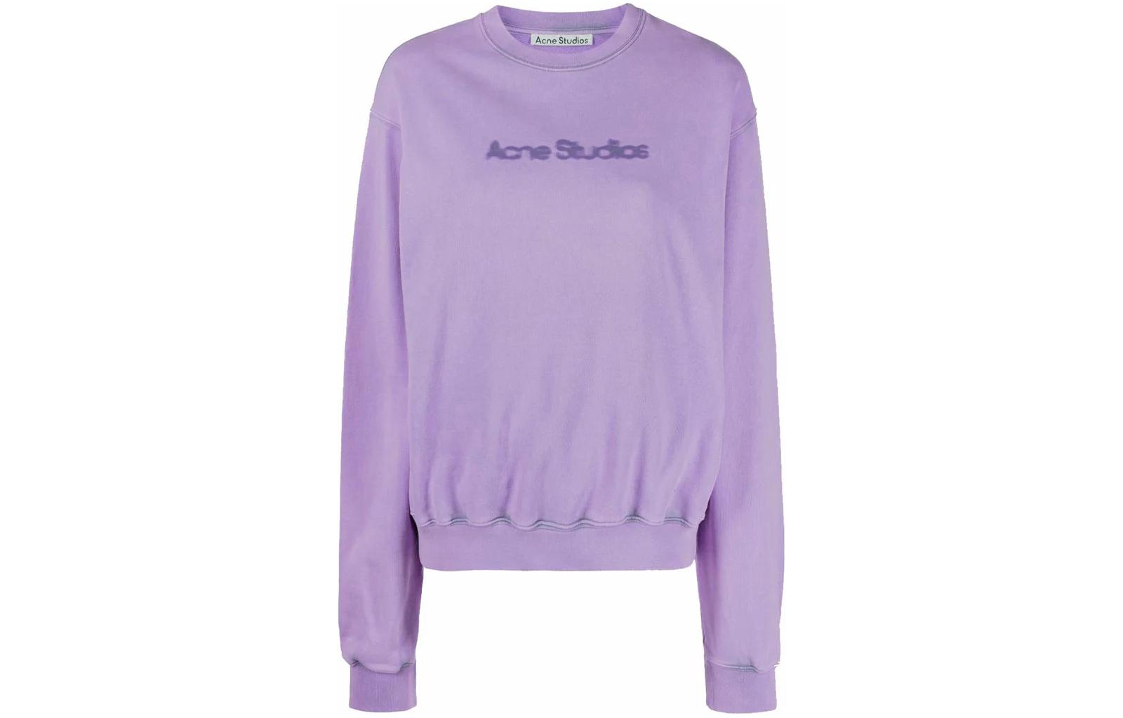 (Women) Acne Studios SS24  Logo Crewneck Long Sleeve Sweatshirt Purple. AI0141-ADD