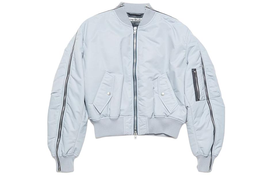 (Women) Acne Studios SS24  Loose Fit Jacket with Sleeve Zipper in Light Grey Blue. A90587-AQO