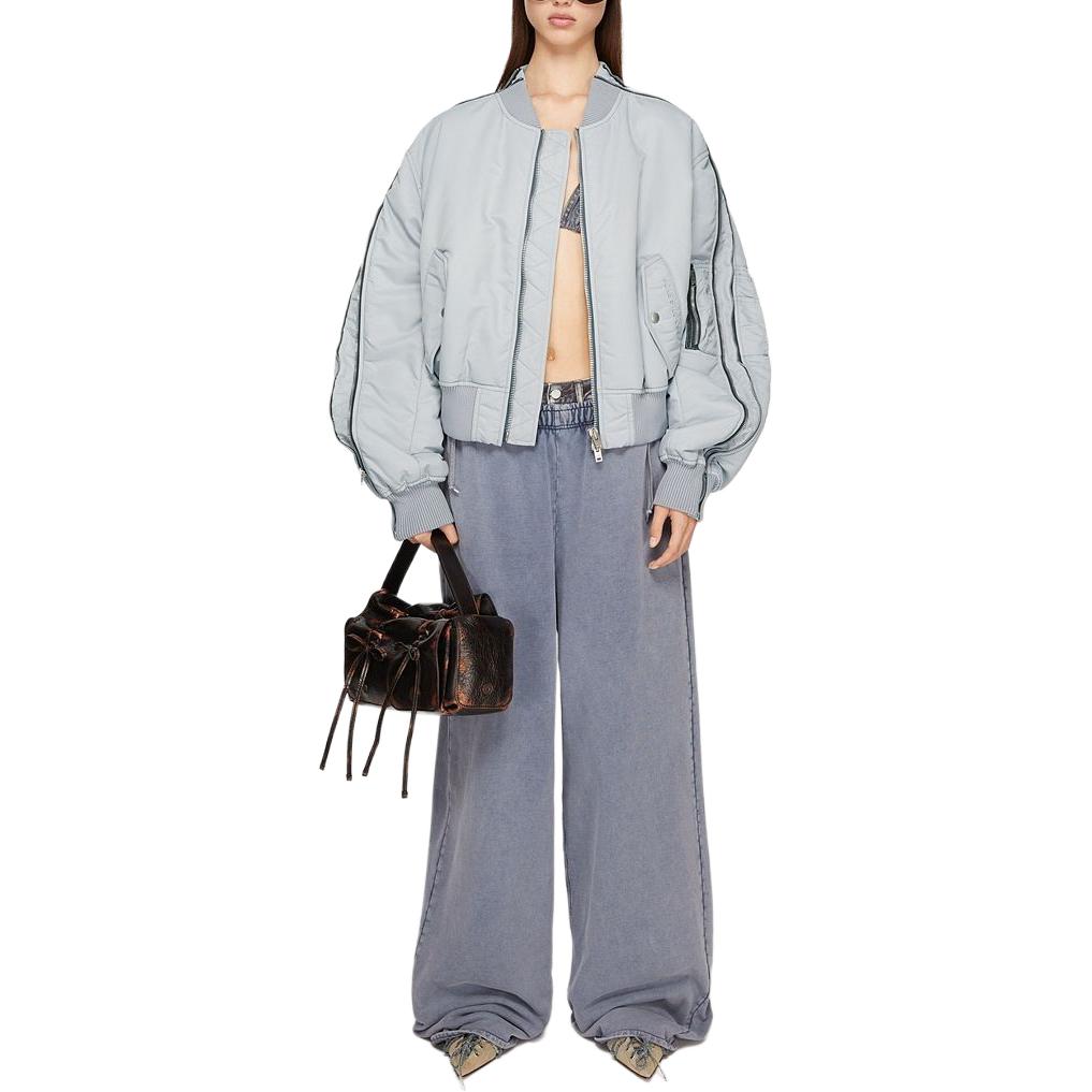 Lookbook (W) アクネ ストゥディオズ SS24 ルーズフィットジャケット 袖ジッパー ライトグレー青 A90587-AQO