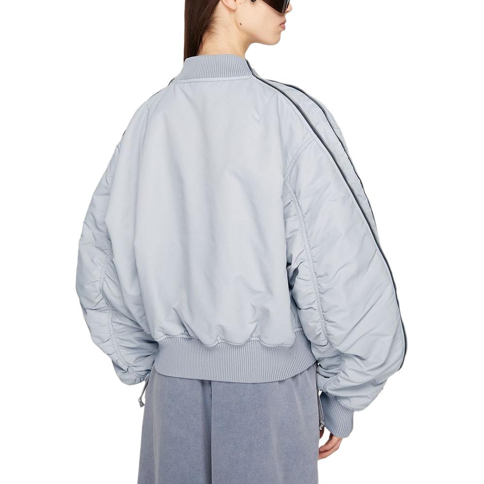 Shop (W) アクネ ストゥディオズ SS24 ルーズフィットジャケット 袖ジッパー ライトグレー青 A90587-AQO