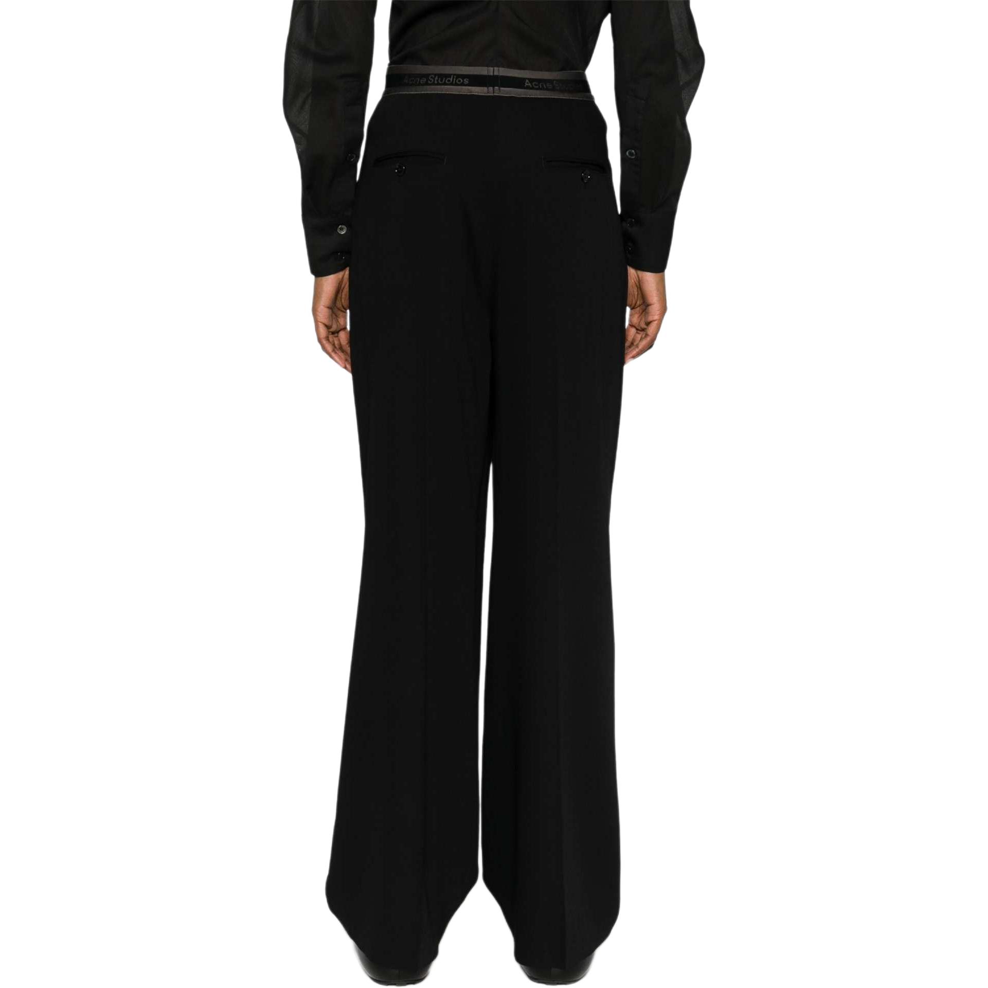 Shop (W) Acne Studios SS24 低腰寬鬆黑色褲款帶褶細節 AK0826-900