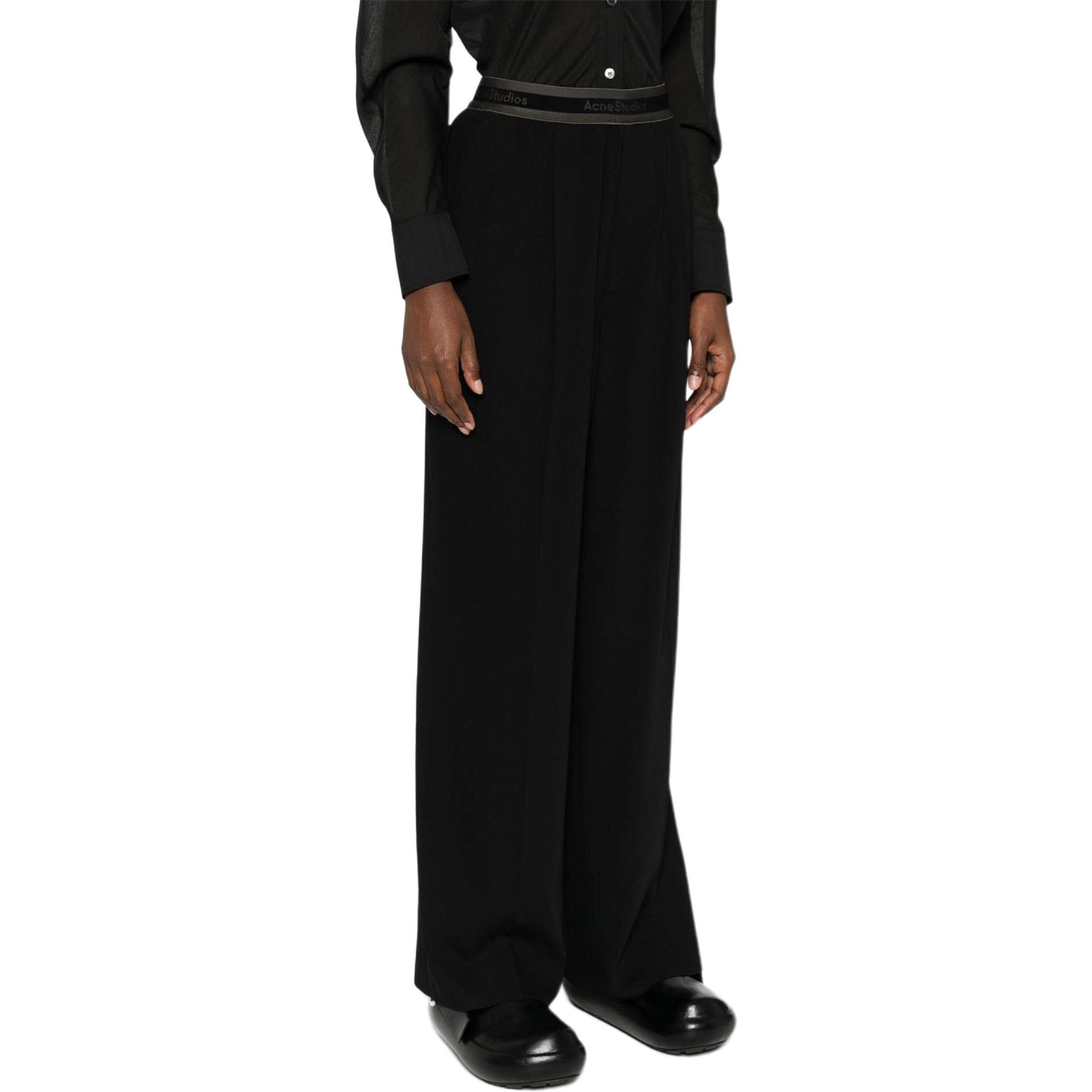 Purchase (W) Acne Studios SS24 低腰寬鬆黑色褲款帶褶細節 AK0826-900