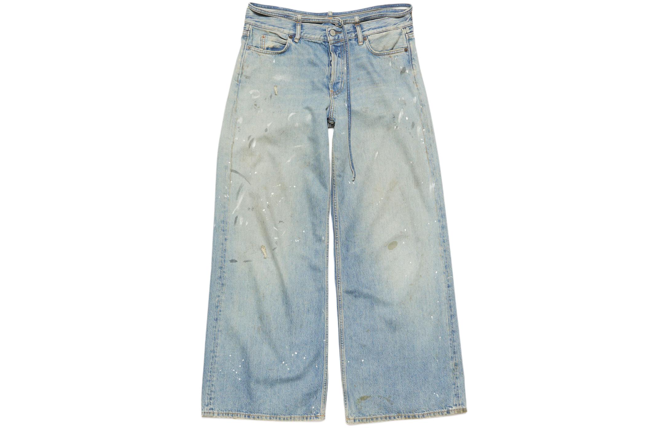 Order (W) Acne Studios SS24 Jeans Denim Biru Low-Waist Baggy Fit dengan Saku. A00441-228