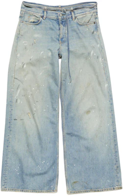 (W) Acne Studios SS24 Jeans Denim Biru Low-Waist Baggy Fit dengan Saku. A00441-228 Order (W) Acne Studios SS24 Jeans Denim Biru Low-Waist Baggy Fit dengan Saku. A00441-228