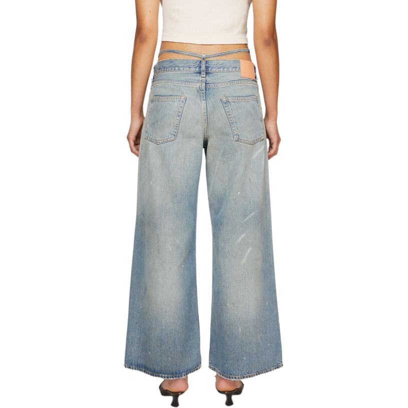 Shop (W) Acne Studios SS24 Jeans Denim Biru Low-Waist Baggy Fit dengan Saku. A00441-228