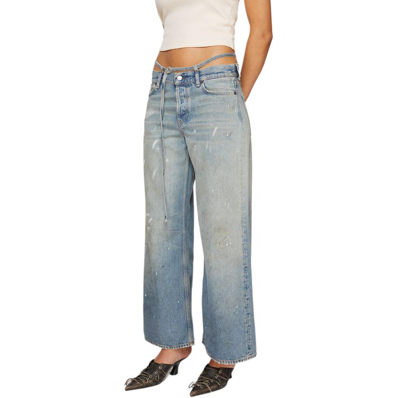 Purchase (W) Acne Studios SS24 Jeans Denim Biru Low-Waist Baggy Fit dengan Saku. A00441-228