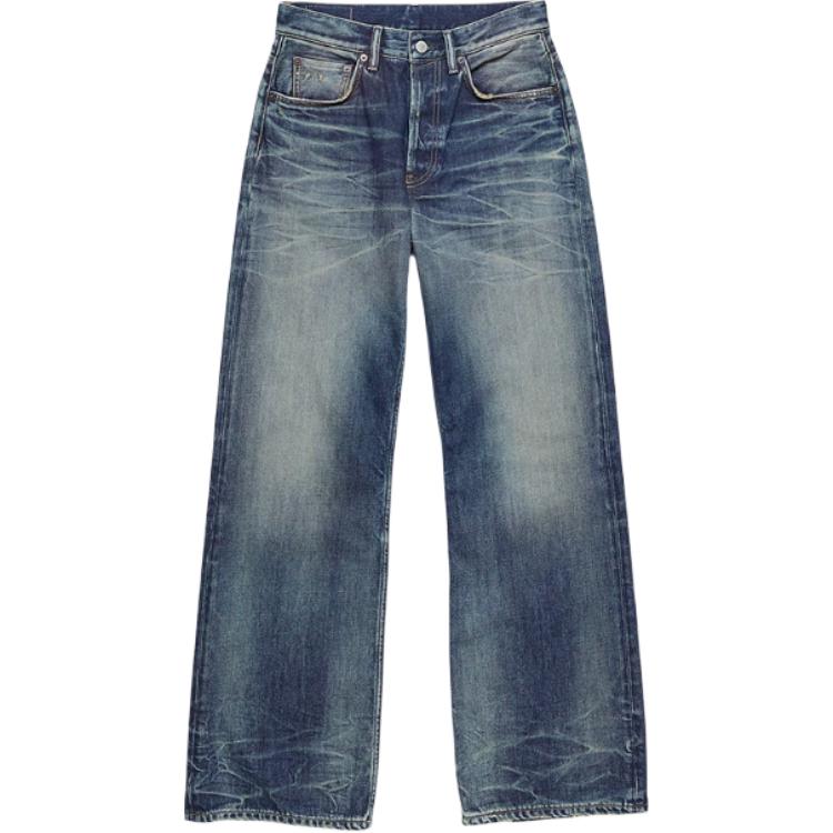 Order (W) アクネ ストゥディオズ SS24 ミッドライズ ワイドレッグ ヴィンテージジーンズ ブルーウェーブ柄 A00500-863
