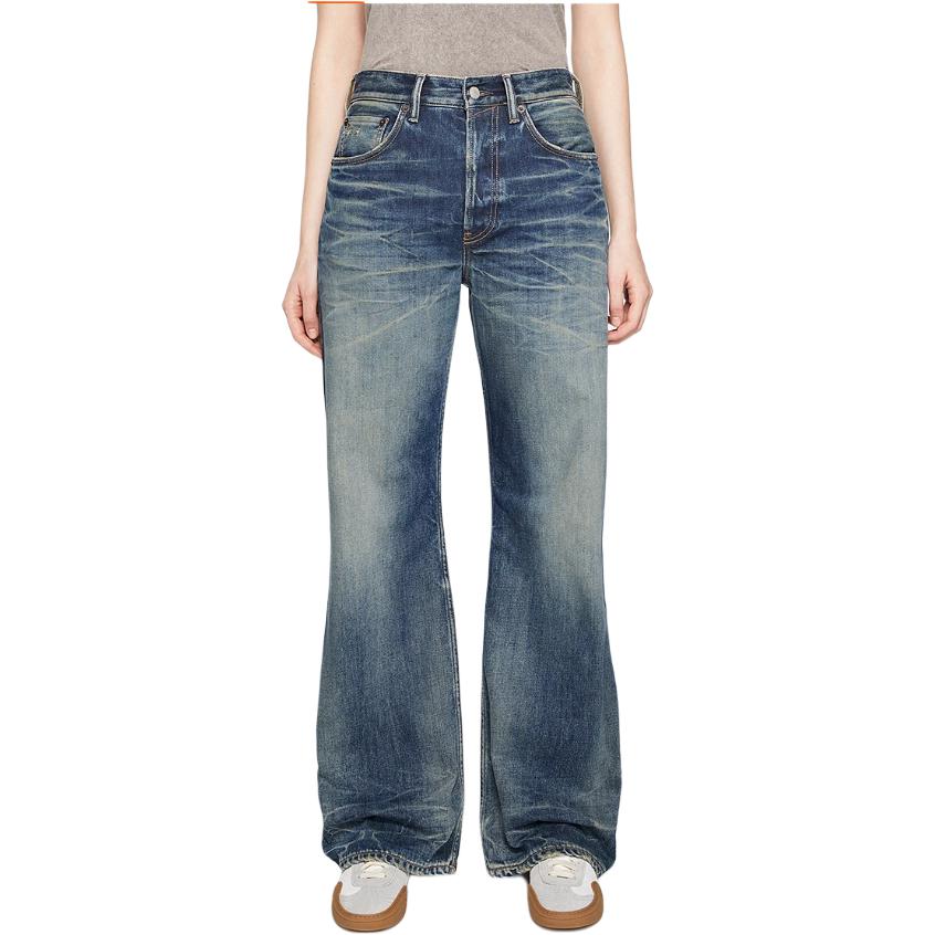 Lookbook (W) アクネ ストゥディオズ SS24 ミッドライズ ワイドレッグ ヴィンテージジーンズ ブルーウェーブ柄 A00500-863