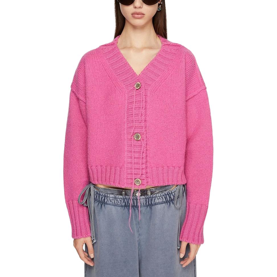 Lookbook (W) Acne Studios SS24 Cardigan Oversized Kancing Depan Warna Pink. A60511-415