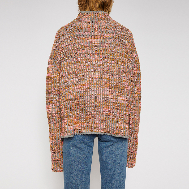 Shop (W) 아크네 스튜디오 SS24 오버사이즈 터틀넥 리브 스웨터 형광 핑크 A60213-CH5