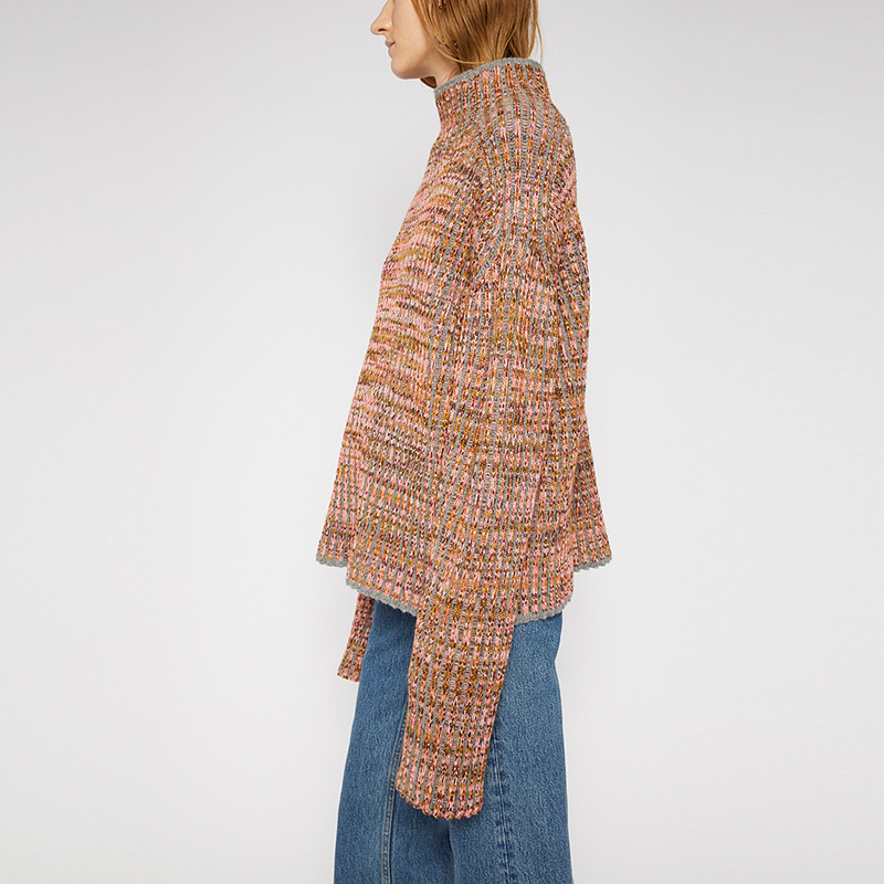 Purchase (W) 아크네 스튜디오 SS24 오버사이즈 터틀넥 리브 스웨터 형광 핑크 A60213-CH5