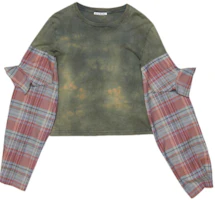 Order (Women) Acne Studios SS24 Patchwork Plaid Long Sleeve Tee Blue Green BL0401-ALD