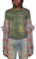 Lookbook (Women) Acne Studios SS24 Patchwork Plaid Long Sleeve Tee Blue Green BL0401-ALD