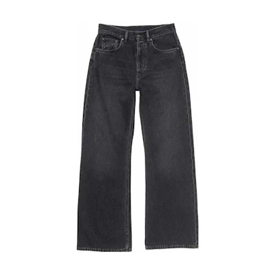 (Women) Acne Studios SS24 Relaxed Fit High-Waist Wide-Leg Black Jeans A00465-900