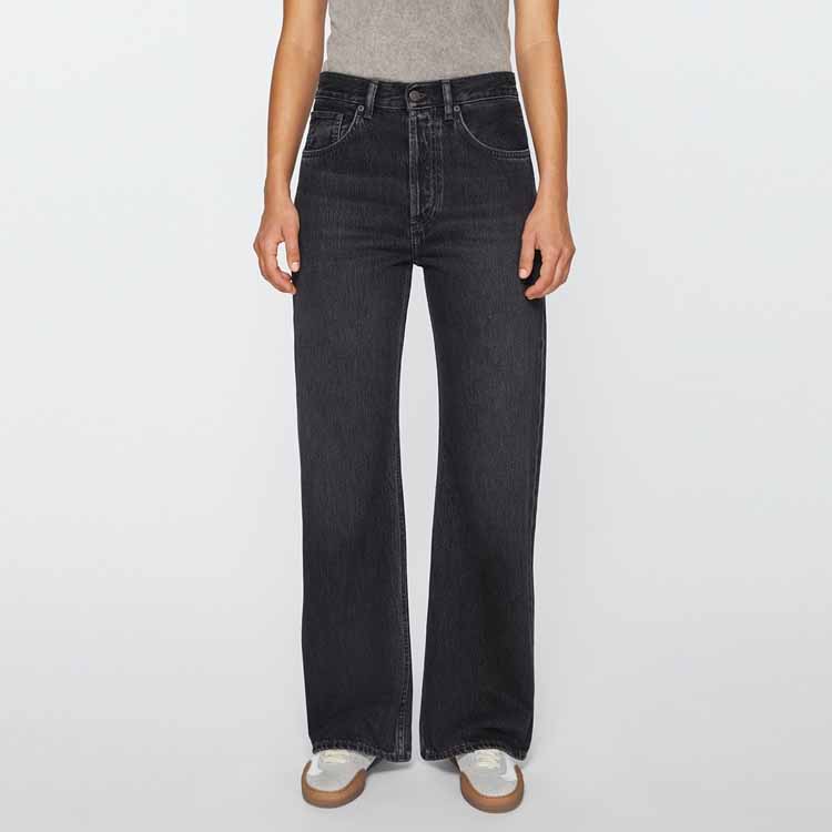 (Women) Acne Studios SS24  Relaxed Fit High-Waist Wide-Leg Black Jeans A00465-900 圖 3