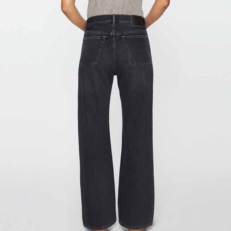 (Women) Acne Studios SS24  Relaxed Fit High-Waist Wide-Leg Black Jeans A00465-900 圖 4