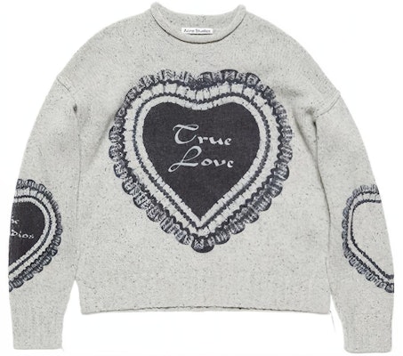 (W) Acne Studios SS24 Suéter de Lana Jacquard Retro Corazón Gris Claro. A60499-AAB Buy (W) Acne Studios SS24 Suéter de Lana Jacquard Retro Corazón Gris Claro. A60499-AAB