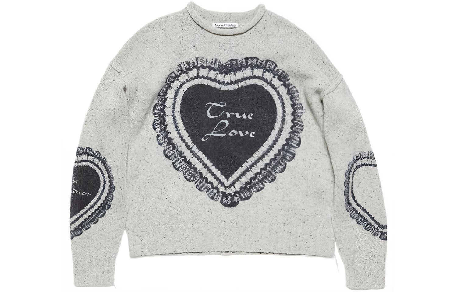 Order (W) Acne Studios SS24 Suéter de Lana Jacquard Retro Corazón Gris Claro. A60499-AAB